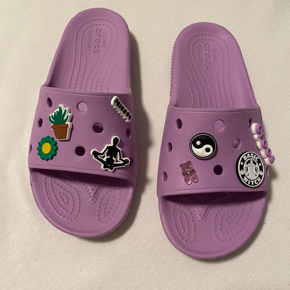 Lavender croc slides
